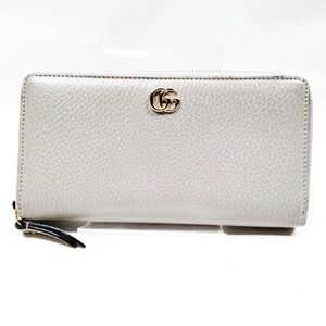 Gucci Marmont Gray Leather Zip Around Wallet